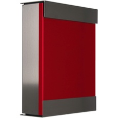 Keilbach, Briefkasten glasnost.color.red, Edelstahl/pulverbeschichtet rot RAL3001, hochwertige Verarbeitung, Klassiker seit 2000, Design Award: FORM 2001