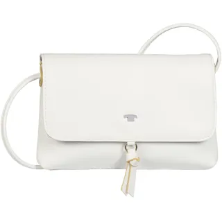 Umhängetasche TOM TAILOR "Luna", Damen, Gr. B/H/T: 21cm x 13cm x 5cm, weiß, Polyurethan, Polyurethan (PU), clean, gepflegt, unifarben, Taschen Umhängetasche, mit hochglänzendem Logo und kleinem dekorativen Knoten