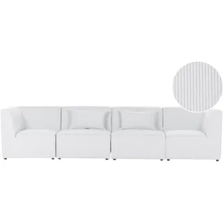 BELIANI Sofa Cremeweiß Stoffbezug aus Cord mit Armlehnen 2 Kissen 4-Sitzer Modulsofa Wohnzimmermöbel Modern Wohnecke Sitzecke - Weiß