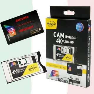 TiVuSat 4K UHD Schwarz AKTIVIERT & SmarCam von DIGIQuest, TV Italia in HD/ 4k