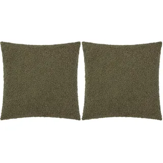 Yard Cabu Kissenbezug – Weicher, grober, strukturierter skandinavischer Bouclé-Bezug (Khaki – 55x55cm) (Packung mit 2)