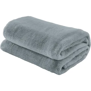 Erwin Müller Teddy-Fleece-Wohndecke Salerno, Fleece-Decke, Kuscheldecke grau Größe 150x200 cm - flauschig weich, pflegeleicht