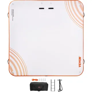 Vevor Aufblasbares Schwimmdock 2,13 x 2,13 m Orange/Weiß/Türkis