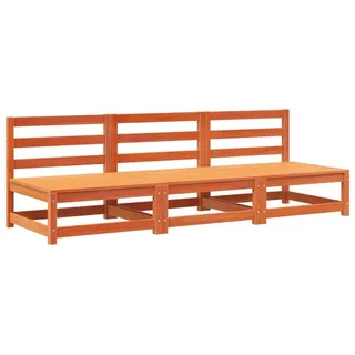 vidaXL Gartensofas ohne Armlehnen 3 Stk. Wachsbraun Massivholz Kiefer - Braun