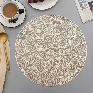 Runde PVC-Placemats hitzebeständig antirutsch goldfarben für Küche
