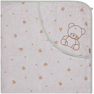 Sterntaler Kapuzenbadetuch Bär Bo, Baby-Badetuch mit Kapuze, saugfähige Baumwolle, Punkte-Applikation, süße Stickerei, weich und pflegeleicht, 100×100×0,5 cm, weiß