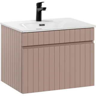 Waschtisch mit Unterschrank 60 cm IRAKLIO-56-ROSE rosa, B/H/T ca. 61/47,5/46 cm - Pink