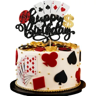 Goiern 1 Stück Tortenstecker Pokerchips Spieler Alles Gute Zum Geburtstag Kuchendekoration Für Las Vegas Casino Nacht Thema Geburtstags