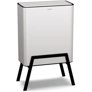 Klarstein Yuma Mülleimer - 30L Abfalleimer mit Geruchsfilter, Druckknopf, Herausnehmbarer Inneneimer, Stilvolle Füße, Weiß - Mülleimer Küche - Weiß