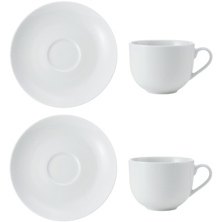 Mikasa Chalk 2pc Porzellan Teetasse und Untertasse Set, weiße Tassen und Untertassen, 220ml | China Tasse & Untertasse für jeden Tag Essen | Geschirrspüler & Mikrowelle sicher