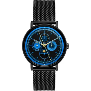 Skagen Quarzuhr »SIGNATUR« Armbanduhr, Herrenuhr, Edelstahlarmband, analog, Tag, Wochentag, Monat, schwarz