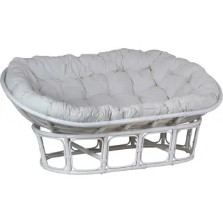 Rattansofa  'Papasan' weiß 100% Baumwolle, Rattan