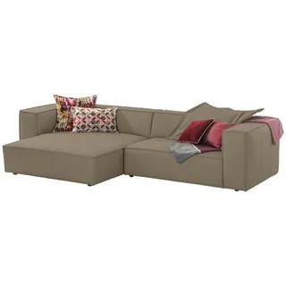 W.Schillig Ecksofa , Braun, Grau , Kunststoff , Echtleder , Longlife-Leder , Uni , Füllung: Schaumstoff, Polyurethan (Pur) , Ottomane links, nicht einzeln stellbar, L-Form , 300x164 cm , Goldenes M, Emas, Dgm, Made in Eu , Wohnzimmer, Sofas & Couches, Wohnlandschaften, Ecksofas