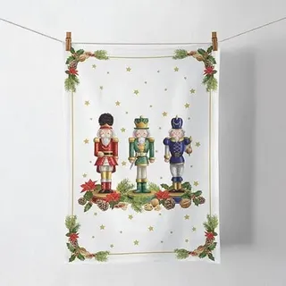 Ambiente Geschirrtuch Küchentuch Geschirrhandtuch 50x70cm 100% Baumwolle Nussknacker Weihnachten Advent Bearded Nutcracker