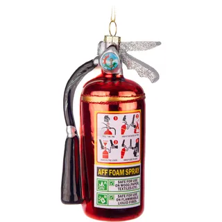 BRUBAKER Feuerlöscher Weihnachtskugel aus Glas - Handbemalt und Mundgeblasen - Feuerwehr Christbaumschmuck Lustig - Christbaumkugel Figuren Weihnachtsdeko Anhänger - Deko Baumkugel