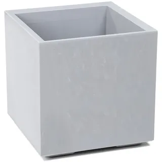 Kreher XL Pflanzkasten Karo Beton-Optik (36 L, Grau) | Aus robustem recyceltem Kunststoff, wetterfest für Balkon, Terrasse und Garten