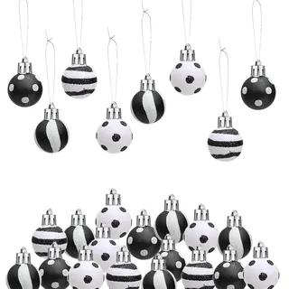 HERZONE 24pcs Weihnachtsschmuck schwarz weihnachtskugeln Glitter Weihnachtsbaum Anhänger 3cm Hängende Weihnachtsdeko für Weihnachtsdekoration (schwarz weihnachtskugeln)