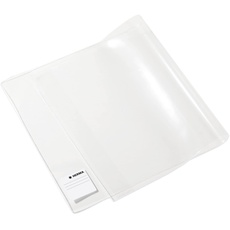 HERMA 14250 Buchumschlag 25 x 44 cm Basic, Buchhülle mit Beschriftungsetikett & Kantenschutz aus abwischbarer Polypropylen-Folie, Buchschoner für Schulbücher, transparent