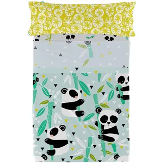 HappyFriday Moshi Moshi Panda Bettwäsche-Set, Blau, für 105-cm-Betten, 2-teilig