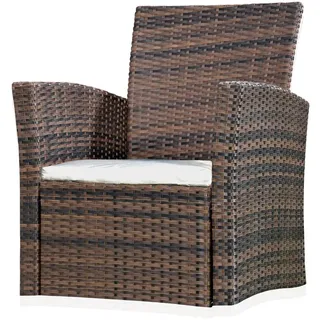 Melko Gartenstuhl Verstellbar Relaxsessel Braun Polyrattan Balkon Sitzmöbel - Braun