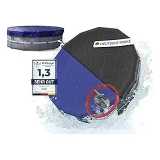 Poolabdeckung rund 366 cm (Für Ø 320-366 cm Becken) | 2-in-1 Abdeckplane Pool aus 200g/m2 PE Material | Poolplane Solarplane Rundpool für Sommer & Winter | Ø 420 cm Schwimmbecken Abdeckung