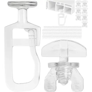 Gardinengleiter für Innenlaufschienen, 128 Stück, mit Ø 9 mm Flachkopf, Set mit 8 Gardinen Feststeller, in Klar, Faltengleiter für Vorhangschiene, Gardinenschiene, Vorhang Rollgleiter, Gardine Gleiter