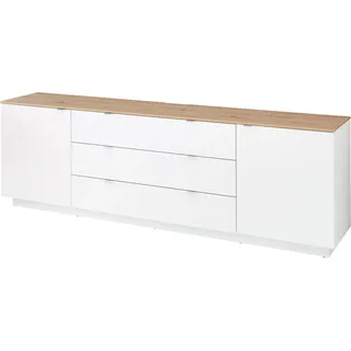 TV Sideboard Fernsehschrank weiß mit Artisan Eiche, Breite 240 cm CUST-36 - Weiß