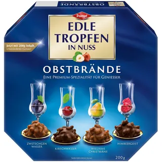 Edle Tropfen in Nuss Obstbrände 200g, flüssig gefüllte Schokoladenpralinen