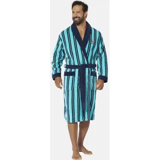 Hausanzug JAN VANDERSTORM "Bademantel BEKAN", Herren, Gr. 7XL, blau (petrol gestreift), Obermaterial: 100% Baumwolle CO., Homewear-Sets Hausanzug