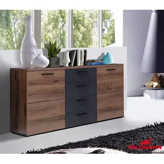 Sideboard Kommode schwarzeiche / schlammeiche - Dunkelbraun, Schwarz