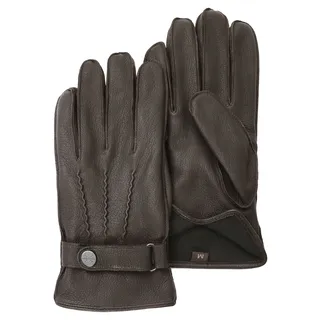 Lederhandschuhe PEARLWOOD "Planar", Herren, Gr. 8,5, braun (hazel), Ziegenleder, unifarben, Handschuhe Lederhandschuhe, Verstellbarer Lederriegel