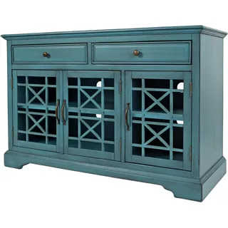 FURNLUX Anrichte Avola Türkis Und Messing 127cm / Hauptfarbe: Blau / Abmessungen: 127 x 82 x 49 cm - Blau