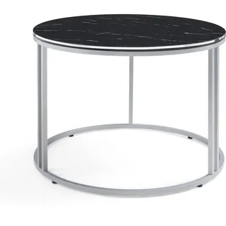 [en.casa] Couchtisch Aulum 50 x 70 cm Marmor, schwarz Silber