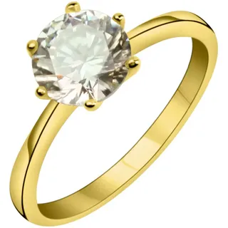 Goldring FIRETTI "Schmuck Geschenk Gold 375 Fingerring Verlobungsring Ring Solitär" Gr. 62, gold (gelbgoldfarben, kristallweiß), Fingerringe, Damen, 62, Gelbgold 375, 2mm, Goldring, mit Zirkonia (synth.)