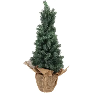 Künstlicher Weihnachtsbaum Tannenbaum im Topf 25x25x65cm, Eiszweige - Grün