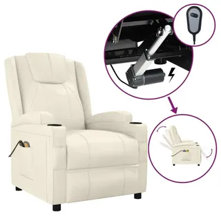 vidaXL Massagesessel Elektrisch Cremeweiß Kunstleder - Weiß