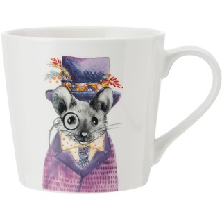 Mikasa Tipperleyhill Mäuse-Druck Porzellanbecher, 380ml Fine China Tasse mit Echtgold Details, Neuheit Becher für Tee & Kaffee mit Tierdruck, Geschenkkarton