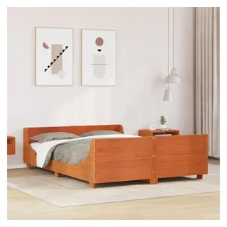 vidaXL Massivholzbett ohne Matratze Wachsbraun 160x200 Kiefernholz