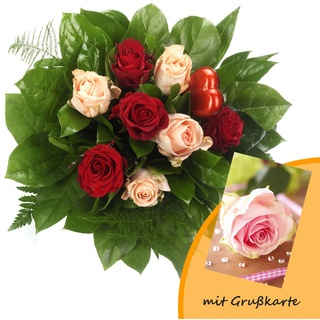 Dominik Blumen und Pflanzen, Blumenstrauß Mein Glück und Grußkarte "Rosen"