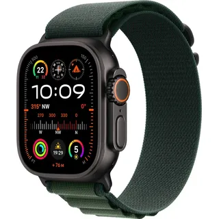 Watch Ultra 2 GPS + Cellular 49 mm Titangehäuse schwarz, Alpine Loop Armband dunkelgrün L
