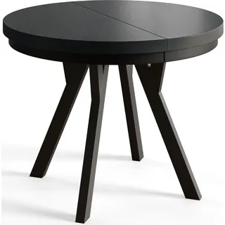 Runder Esszimmertisch EVO, ausziehbarer Tisch Durchmesser:120 cm bis 220 cm, Wohnzimmertisch, Schwarz - Schwarz