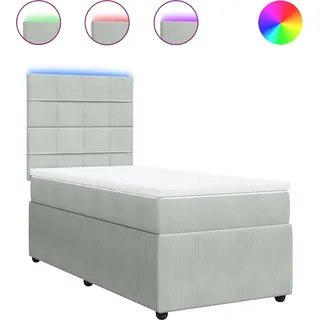 vidaXL Boxspringbett mit Matratze Hellgrau 80x200 cm Samt - Grau