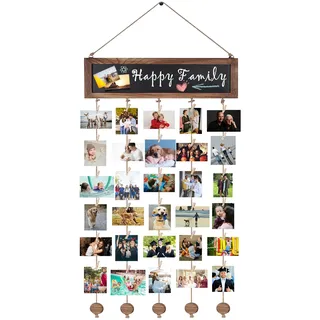 IULONEE Bilderrahmen Collage Fotowand Fotorahmen Collage Wanddekoration Fotocollage Bilderrahmen Fotowand Hängender Fotorahmen Mit 30 Holz Klammern Für Geburtstag Hochzeit Weihnachten