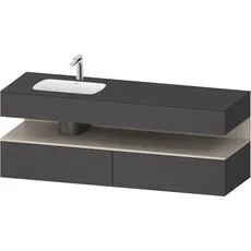 Duravit Qatego Einbauwaschtisch mit Konsolenwaschtischunterbau, 1600x550x600mm, Nische Taupe Matt, Becken links, QA4795091, Farbe: Graphit Matt/mit Nischenbeleuchtung