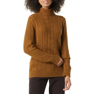 Amazon Essentials Damen Leichter Rollkragenpullover Mit Zopfmuster (Erhältlich In Übergröße), Dunkles Kastanienbraun Meliert, S