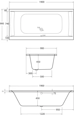 Bild von Whirlpool-Komplettset »Rosa«, BxHxL: 90 x 57 x 190 cm, weiß, Farblichttherapie - weiss