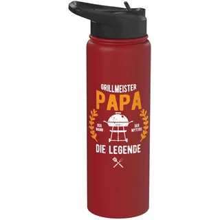 Grillmeister Papa Der Mann Mythos Legende BBQ Smoker Vater Stainless Steel Insulated Water Bottle