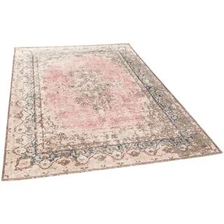 Teppich TOM TAILOR HOME "Funky Orient Keshan" Gr. 6, rosa (rosé), B:155cm H:5mm L:235cm, Baumwolle, Kunstfaser, Teppiche, Teppich, Kurzflor, Orient-Optik, Vintage Design, mit Bordüre, auch als Läufer