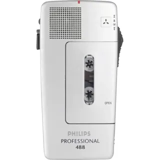 Philips Pocket Memo LFH0488 Analoges Mini-Kassetten Diktiergerät (Schiebeschalter, wählbare Mikrofonempfindlichkeit, autom. Aufnahmeaussteuerung, Sprachaktivierung, Briefende-Ton) silber