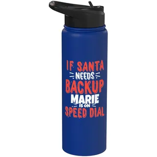 Marie Santa's Backup Personalisierter Marie Weihnachtsname Stainless Steel Insulated Water Bottle